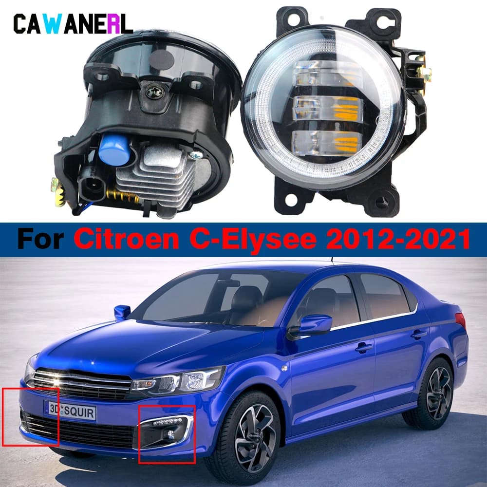 Fendinebbia a LED Angel Eye DRL 30W H11 per Citroen C-Elysee Celysee 2012-2021 Lampada fendinebbia per auto regolabile 2 pezzi