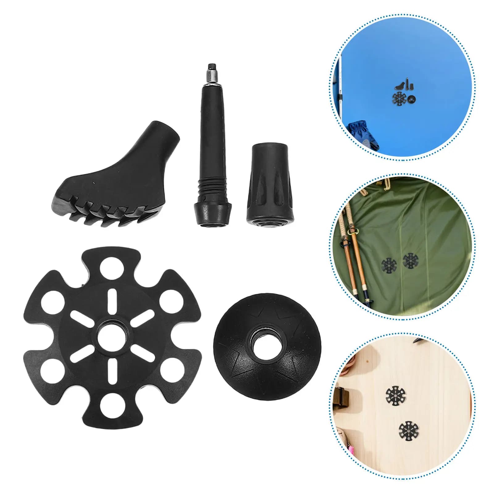 1Set Trekking Pole Protective Foot Covers High Durability Climbing Pole Tip Covers for Hiking Snow Mud Grip Shock Absorption