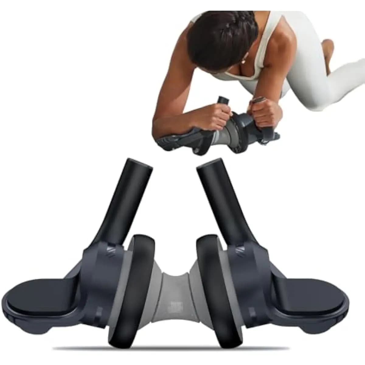 Ab Roller Fitness Tool with Dual Wheels Elbow Pads Ergonomic Handle Compact Core Trainer for Home Gym Office Outdoor Use Smooth