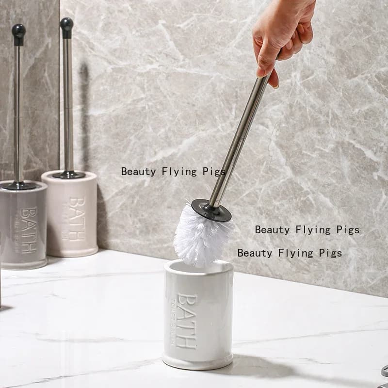Set di scopini per WC quadrati/circolari in ceramica, testina in gomma morbida, strumento per la pulizia del WC, set di scopini per WC dell'hotel, accessori per il bagno