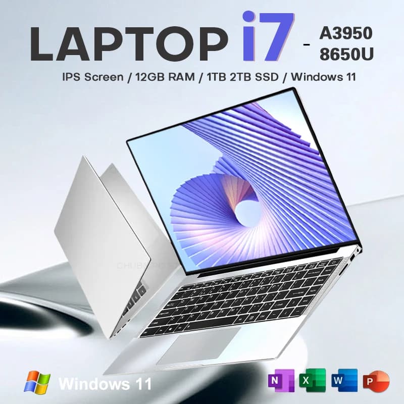 Computer portatile portatile Win11 Pro Intel Core i7-8650U Atom A3950 Notebook PC 12 GB RAM 1 TB 2 TB SSD 14.1 "Computer da studio per ufficio