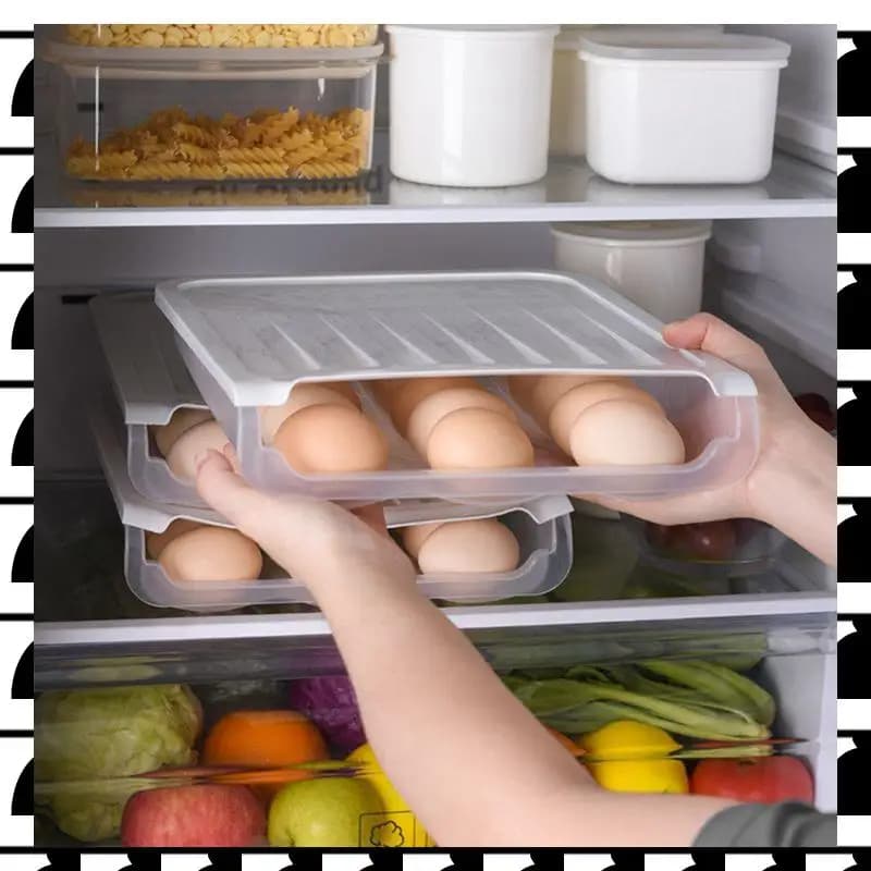 A44U Scatola per uova con rotolamento automatico Frigorifero Contenitore per uova con cestello per uova Contenitore per cucina