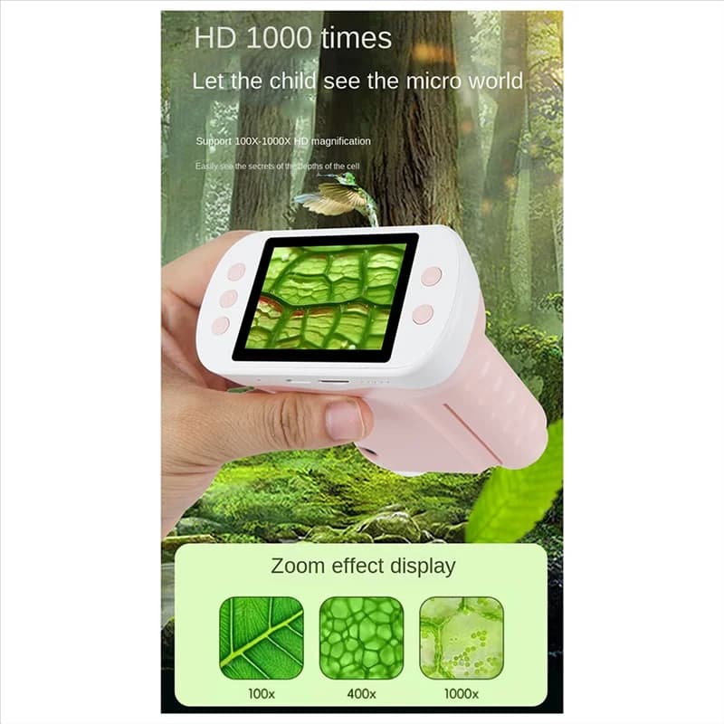 AA46 Microscopio per bambini Microscopio digitale per bambini Strumento di esplorazione scientifica per bambini dai 5 ai 7 anni Kit scientifico
