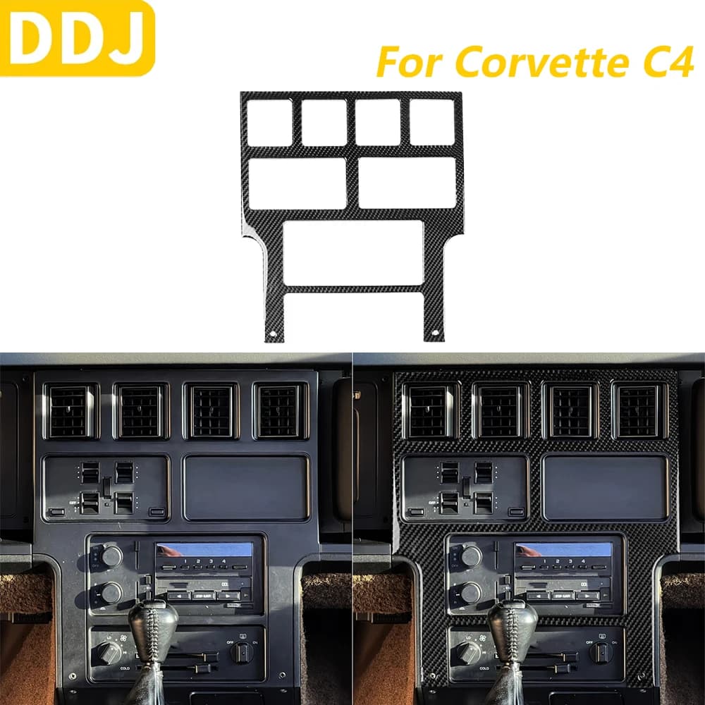 Per Chevrolet Corvette C4 1983-1989 In Fibra di Carbonio Controllo Centrale AC Uscita Aria Radio CD Pannello di Copertura Trim Accessori Auto adesivo