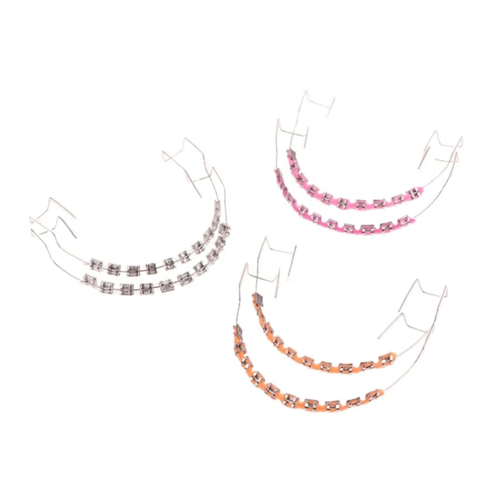 1 Paio di Decorazioni Dentali Temporanee Colorate con Fili Metallici, Legature Ortodontiche, Apparecchi Finti