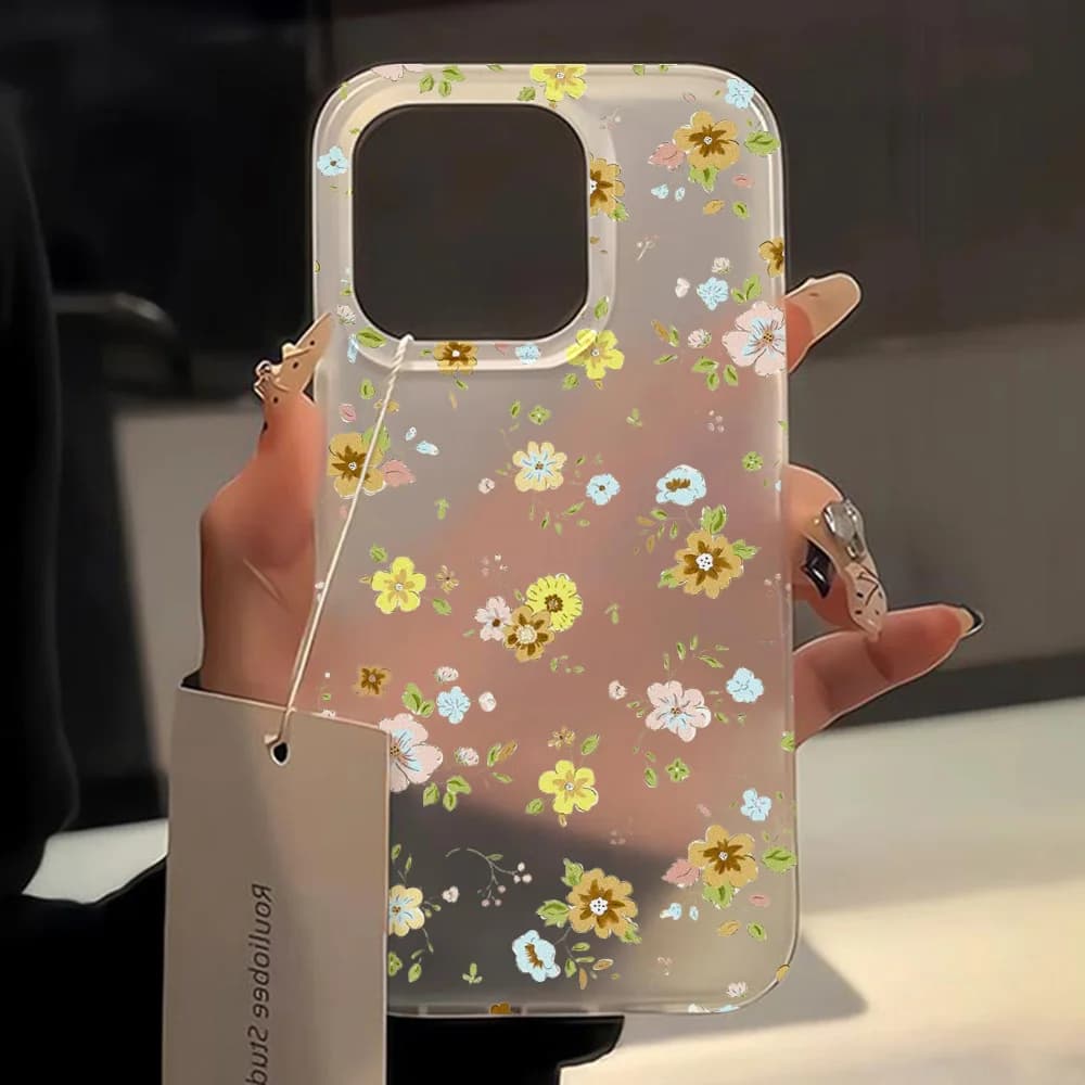 Custodia con fiori di lusso per iPhone 15 Pro Max Custodie iPhone 11 14 Pro Max 12 13 Mini 16 Plus Custodie Coperture protettive morbide opache Funda