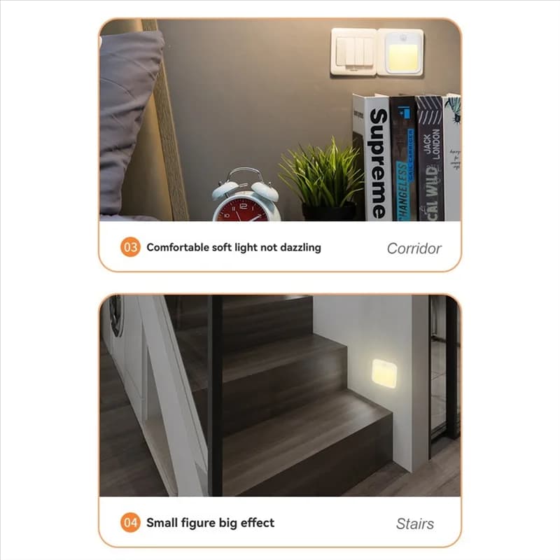 LED Night Lamps with Motion Sensor RALCA Night Light for Kids Intelligent LED Night Lamp for Bedside Bedroom Nigh European Plug
