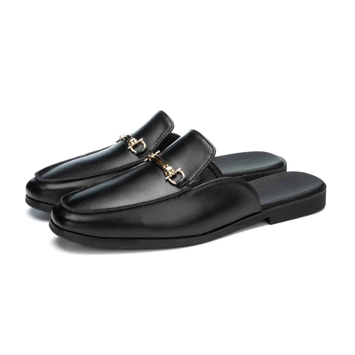 Fashion Men's Slip-on Half Slippers New High Quality Leather Men Shoes Classic Mules Non-slip Half Shoes Summer Casual Moccasins