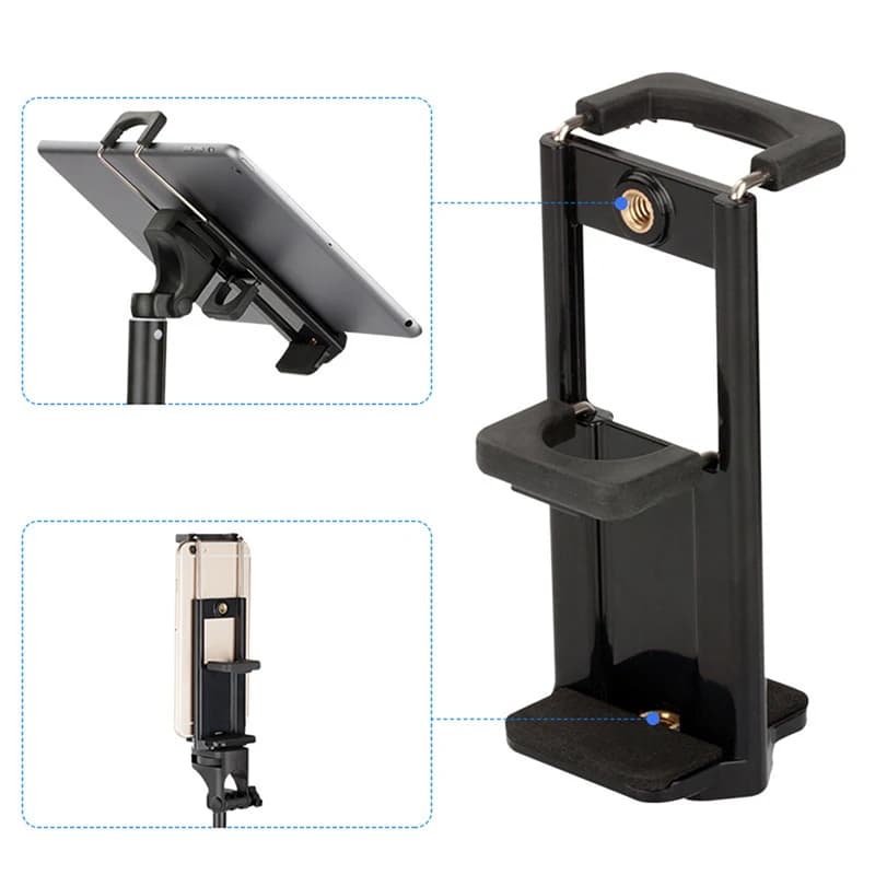 1pc Universal Tablet Phone 2 In 1 1/4 "supporto per morsetto per montaggio su treppiede supporto per supporto per Tablet con Clip per Selfie