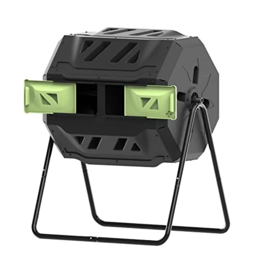 Compost Bin 43 Gallon Outdoor Tumbler composters Garden Tumbling or Rotating Compost Green Door