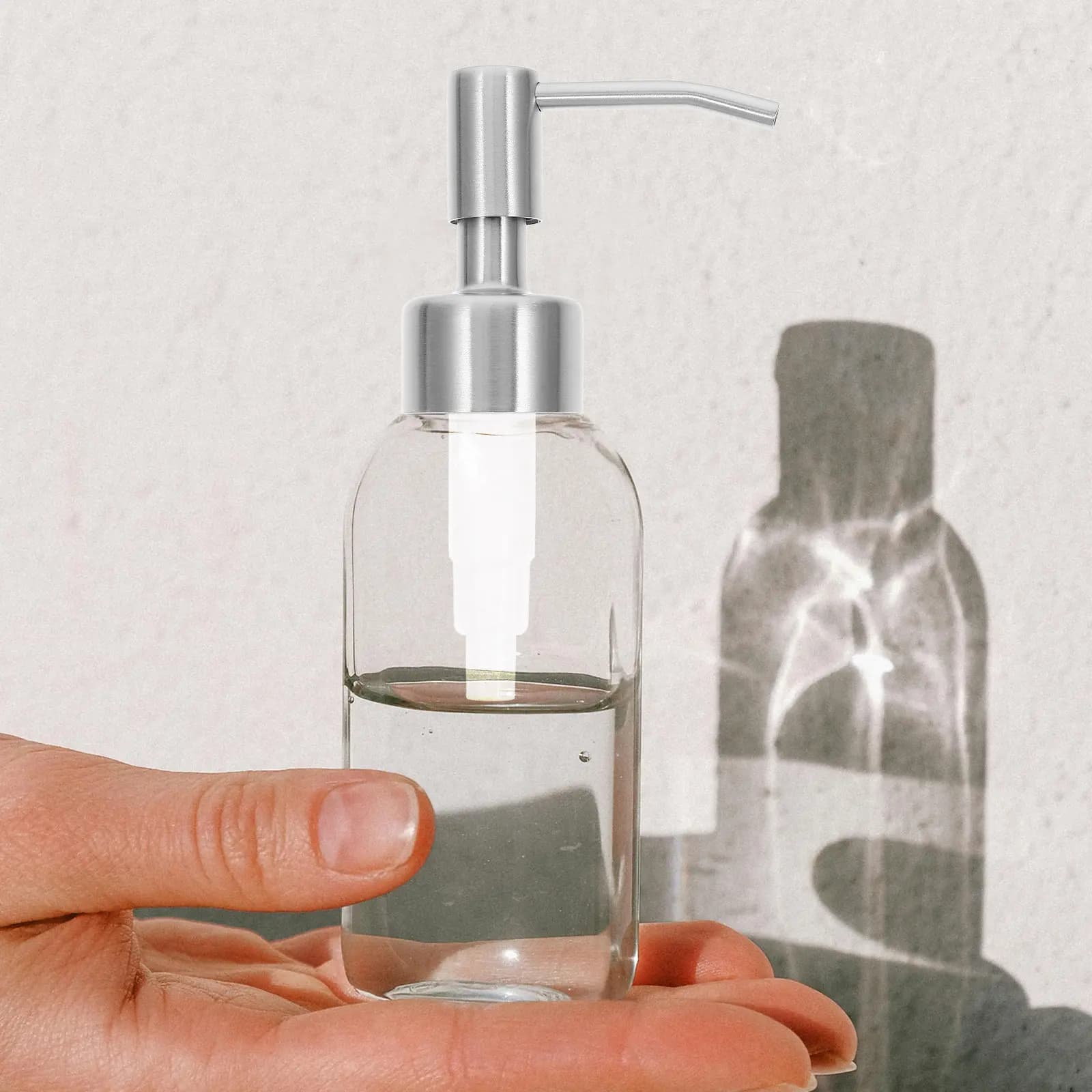 Pompa dosatrice universale da 2 pezzi, testa della pompa per sapone in acciaio inossidabile, dispenser per lozione a pressione, adatto per bottiglie da 32 mm