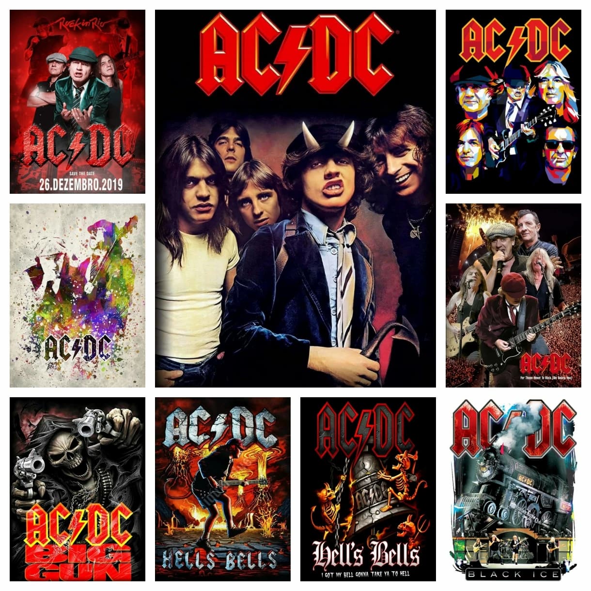 AC/DC Rock Band 5D DIY Diamond Painting Embroidery Music Art Mosaic Rhinestones Hobby Home Decor Gift