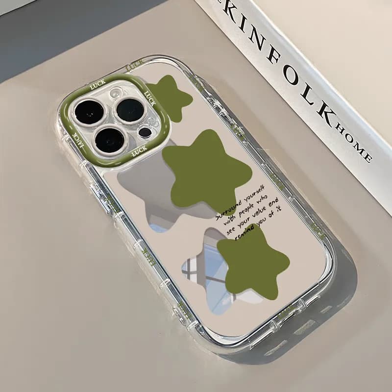 Custodia Protettiva Anti-Caduta e Anti-Polvere Advanced Splash Green Star Mirror per iPhone 17 AIR 16 15 14 13 12 11 PRO MAX PLUS
