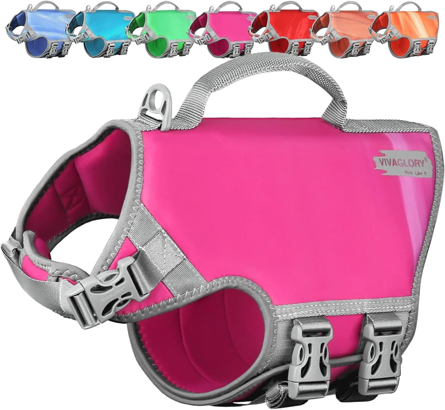 Giubbotto Salvagente in Neoprene per Cani, Leggero e Galleggiante, con Maniglia, per Nuoto e Nautica, Colore Rosa Lampone