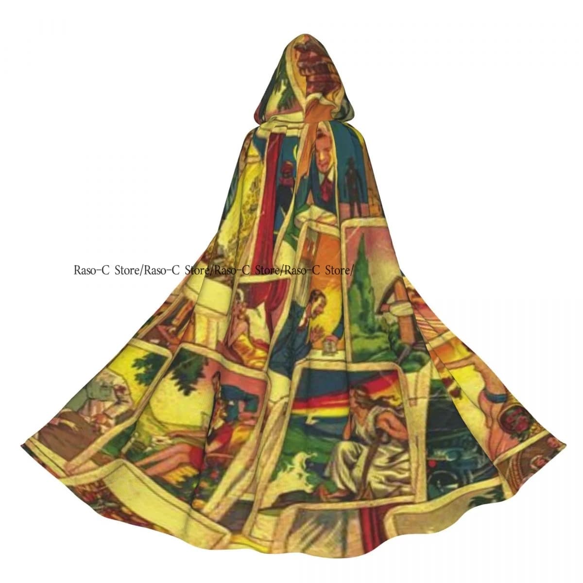Mantello per adulti Mantello con cappuccio Carte dei tarocchi vintage Fortunetelling Costume medievale Strega Wicca Vampiro Elfo Purim Festa di carnevale