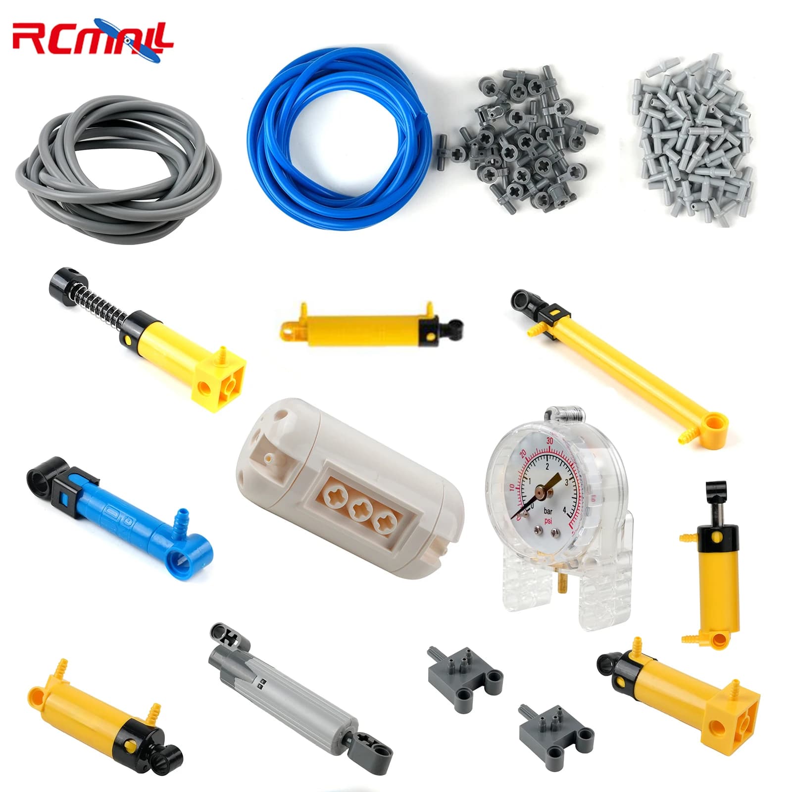Kit blocco pneumatico MOC compatibile con Legoeds Interruttore pneumatico 47223 Pompa aria cilindro 19476 Asta di spinta 19475 Serbatoio gas 75974