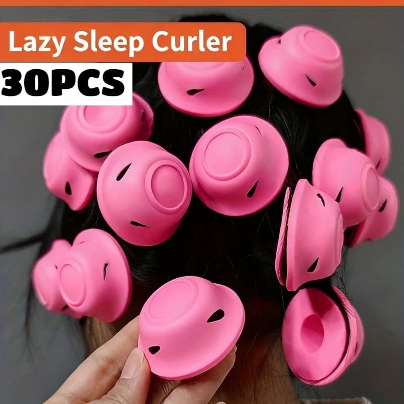 Set of 30 Bigodini Without Heat, Soft and Delicates, for Hair Care, Sticks for Stress-free curling, Suitable for All Hair Types, Easy Tool for Permanent Fa-da-Te in Bell Shape