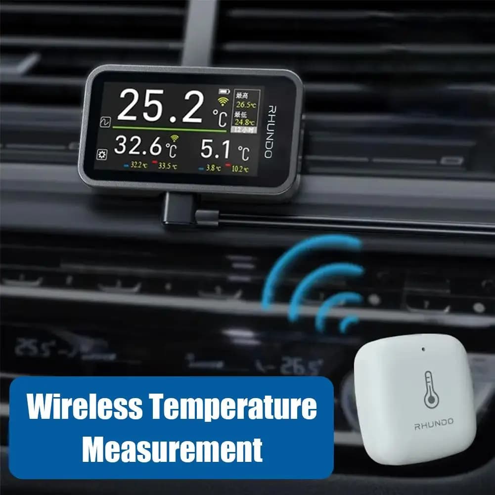 Wireless Car Temperature Monitor In-car Thermometer Temperature External Rechargeable Auto With Display Sensors Type-c A2i6