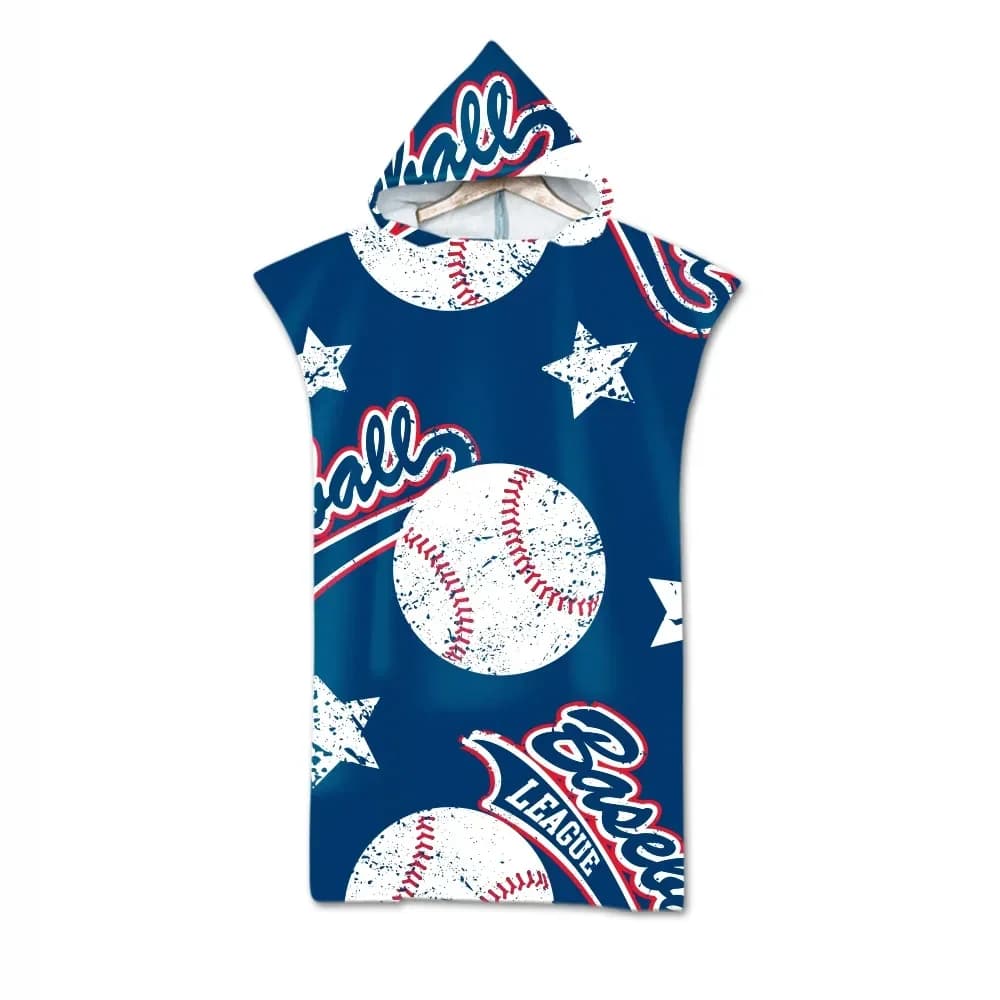 Palla sportiva Modello baseball Mantello grande Asciugamano da bagno con cappuccio Sport Oversize Asciugamano da spiaggia Accappatoio Poncho Surf Adulti Accappatoio ad asciugatura rapida