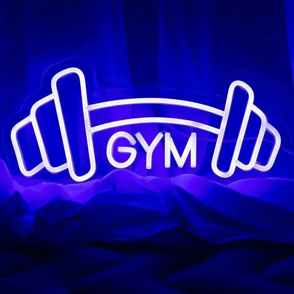 Barbell Gym Neon Sign Blue Dumbbell Shaped Neon Lights Sign for Fitness Club Decor come regalo per adolescenti Kids Sports Room Home Decor