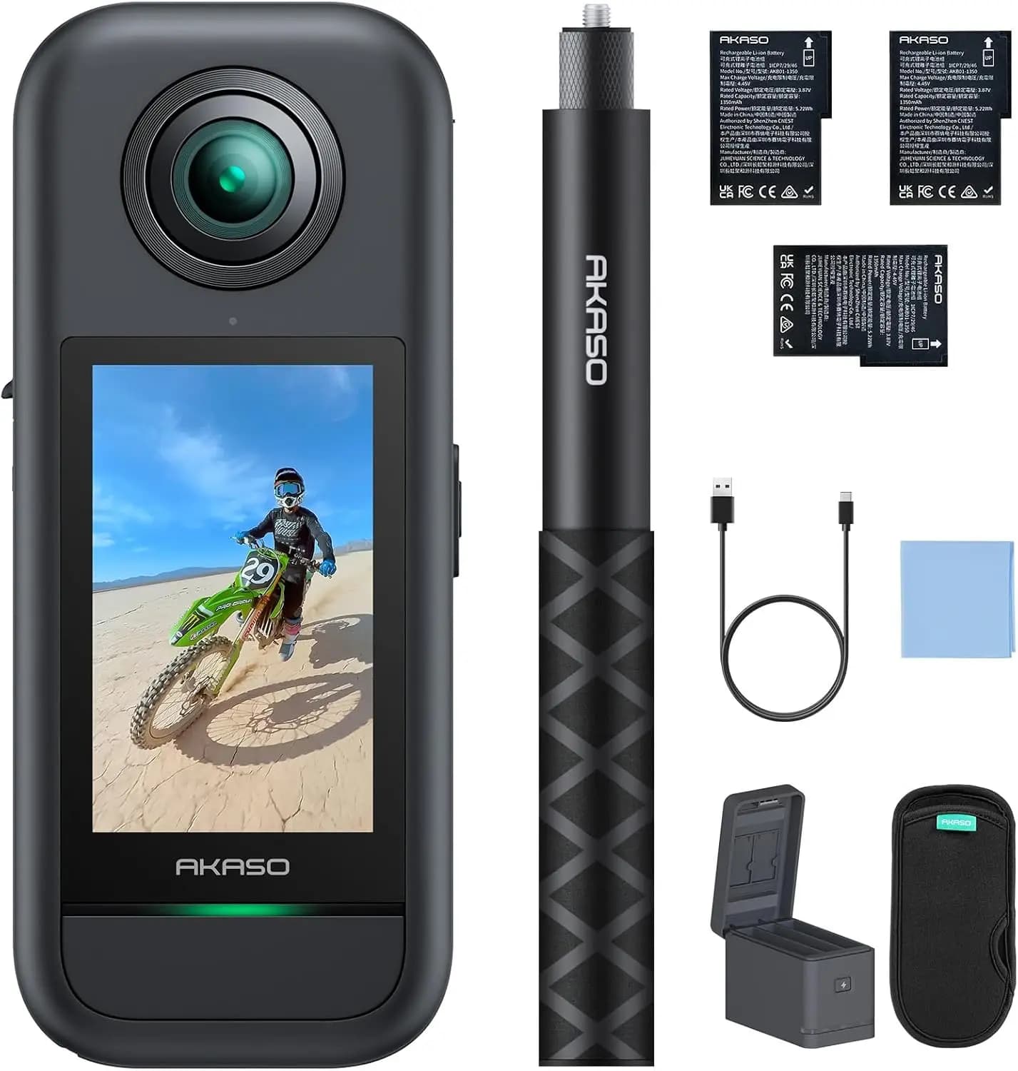 Combo Fotocamera d'Azione 360°: Video 5.7K, Sensori da 48MP, Stabilizzazione SuperSmooth, Asta Selfie Invisibile