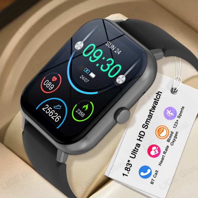 LIGE 1.83" Bluetooth Call SmartWatch Men Women Full Touch Screen Health Sport Fitness Pedometer Smartwatch For Android IOS Phone