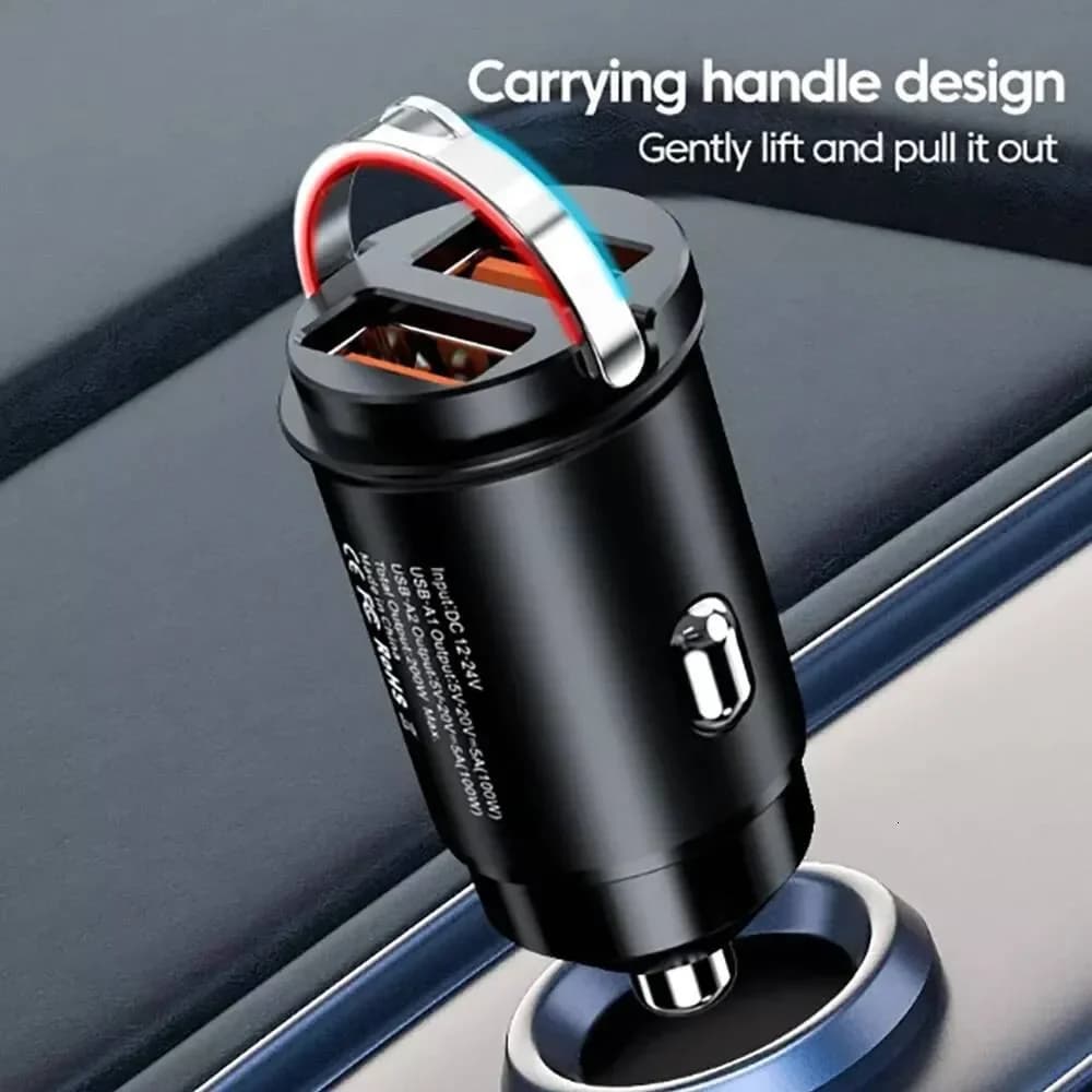 Caricabatterie Invisibile per Auto da 200W, Accessori per Ricarica Super Veloce, Mini Adattatore Interno 2USB Portatile per iPhone 17 16