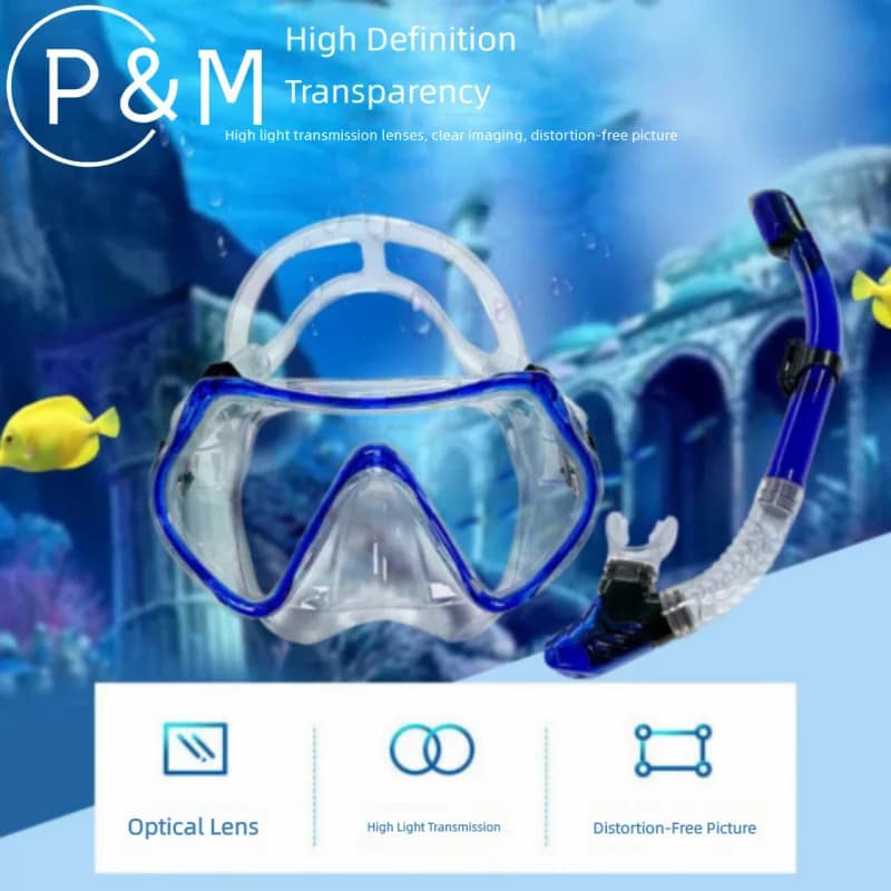 Set Snorkeling per Adulti 3 Pezzi, Maschera Subacquea Antiappannamento con Telaio Grande, Attrezzatura Professionale per Sport Acquatici