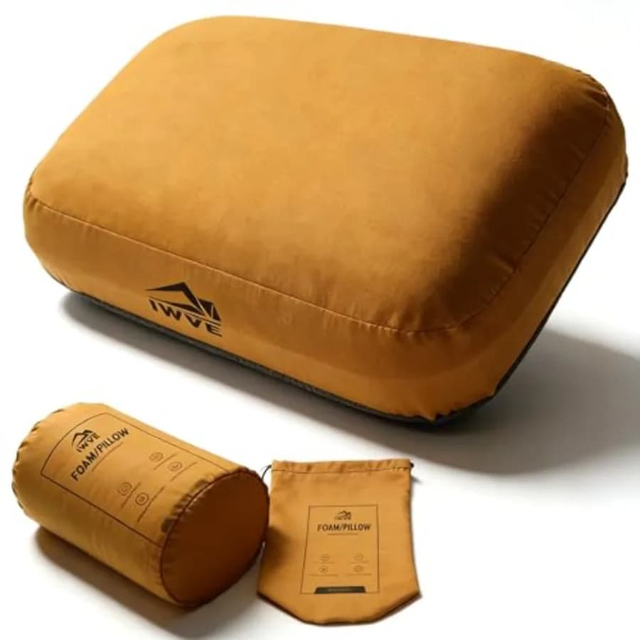 Cuscino da Campeggio in Memory Foam Spesso, Comprimibile e Ultraleggero per Viaggi - Supporto Ergonomico per Collo e Schiena