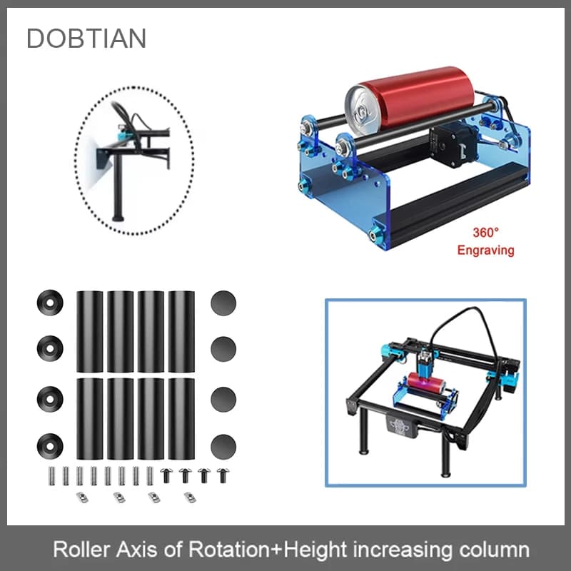 Modulo per incisione rotativa asse Y con rullo rotante CNC 360 ° Modulo laser asse Y per incisore laser rotante a rulli per tazze di lattine di oggetti