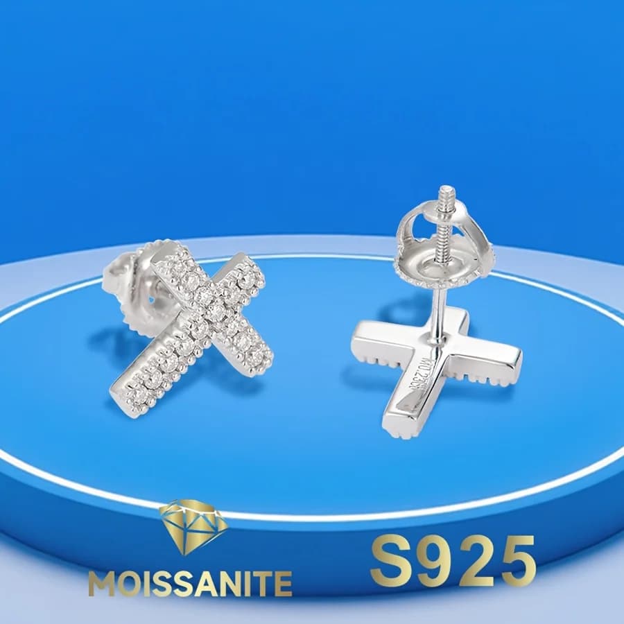 Orecchini a croce Orecchini a bottone in moissanite per donna Orecchini in argento S925 con certificato Gra Gioielli di moda