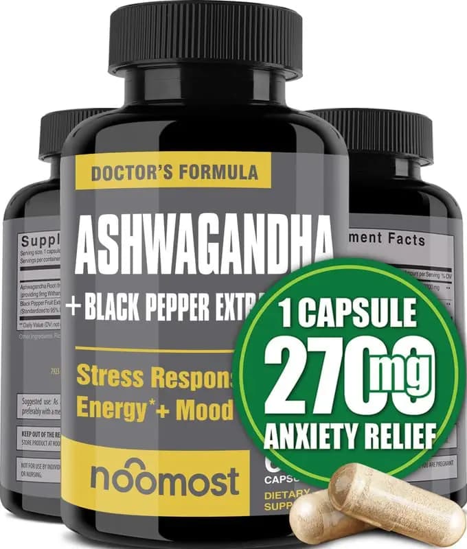 Le capsule biologiche di Ashwagandha favoriscono il sollievo antistress, il supporto naturale dell'umore e il supporto dell'umore, integratore energetico naturale, unisex