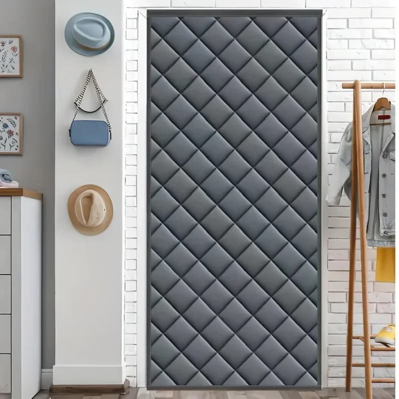 Winter Cotton HouseholdCold Insulation, Thermal Insulation Door Curtain Hexagonal Solid Color Thickened Windproof, Cold Proof,