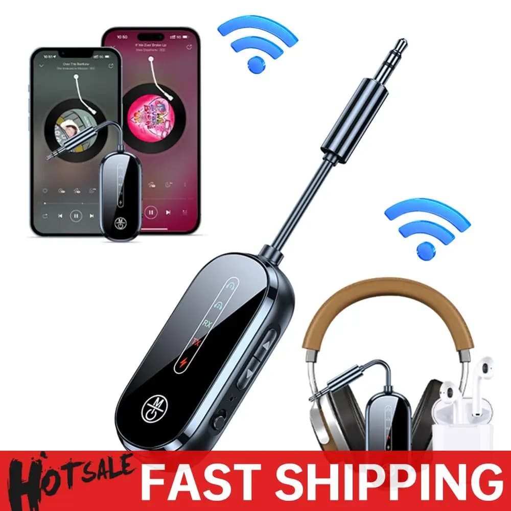 Adattatore 5.4 compatibile con Bluetooth per aereo Adattatore audio a bassa latenza da 3,5 mm Supporta 2 AirPods o cuffie Ricevitore BT wireless