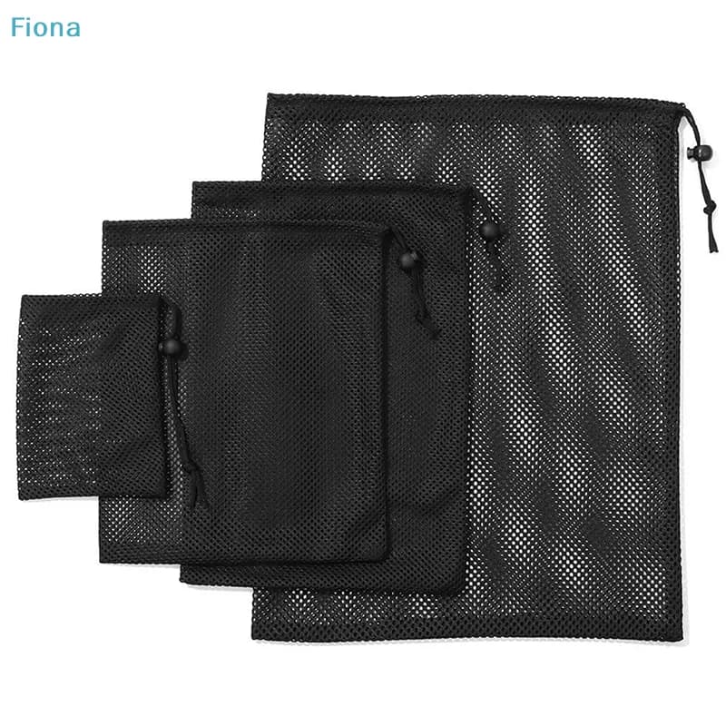 ♩ Sacchetti a Rete con Coulisse, Sacchetti Portaoggetti in Nylon Nero con Chiusura a Coulisse, Borse Multiuso per Bucato, Giocattoli, Cosmetici, Viaggi