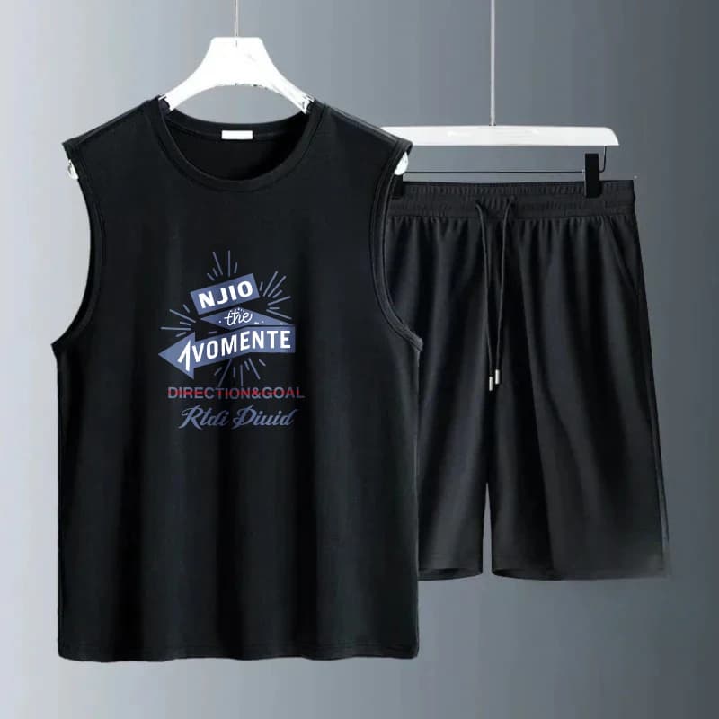 Men's Tank Top Sets 2026 Summer Quick drying Sportswear jogging set running oversize seaside sweat suit sports beach crewneck