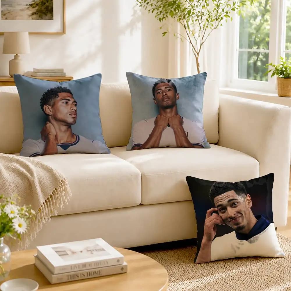 Golden Boy Jude B-Bellingham Customizable Square Pillow case Double Sided Print Sofa Bedroom Decor Cushion Cover