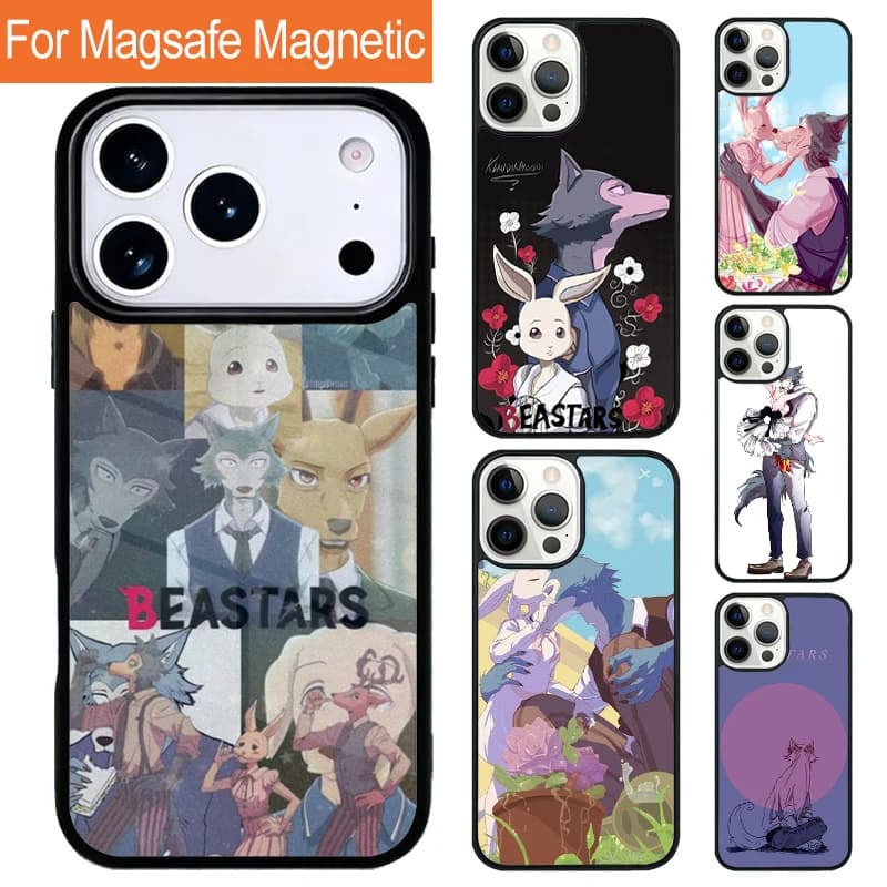 Custodia Magnetica Wireless Anime Beastars Lupo Coniglio per iPhone 17 Pro 16 15 13 12 11 Pro Max Air 14 Plus con Cover Magsafe