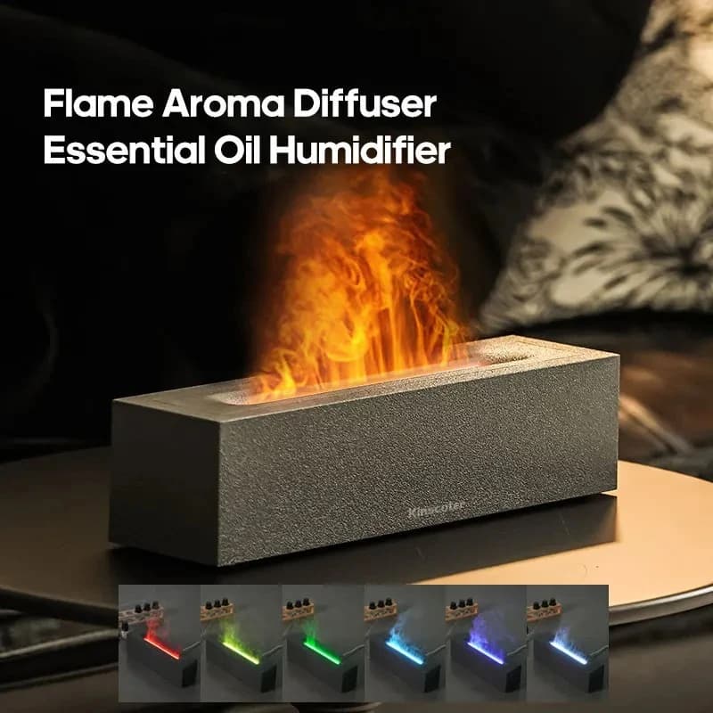Diffusore di aromi di fiamma Umidificatore ad ultrasuoni Nebulizzatore freddo Fogger LED Lampada a olio essenziale Diffusore di fuoco realistico