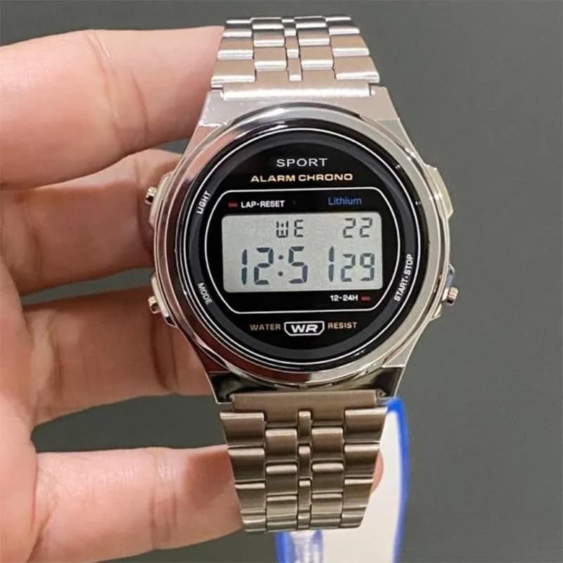 Orologio da uomo di lusso digitale sportivo in acciaio inossidabile quadrante rotondo orologi da uomo orologio da polso elettronico orologio maschile Reloj Hombre