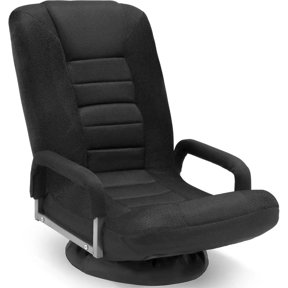 Swivel Floor Gaming Chair - Video Lounger Enjoy 6 Different Positions, Adjustable Backrest, Removable Arm Rests, Folds to Store,