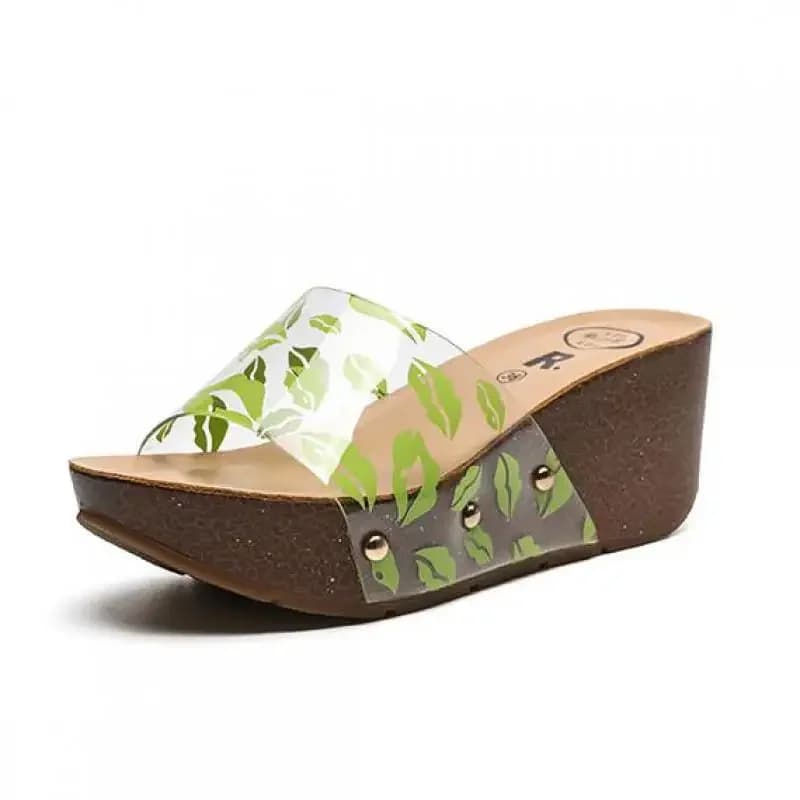 32-40 Transparent Sandals And Slippers Women Summer Open Toe Beach Sandal 7cm High Heel Slippers Wedge