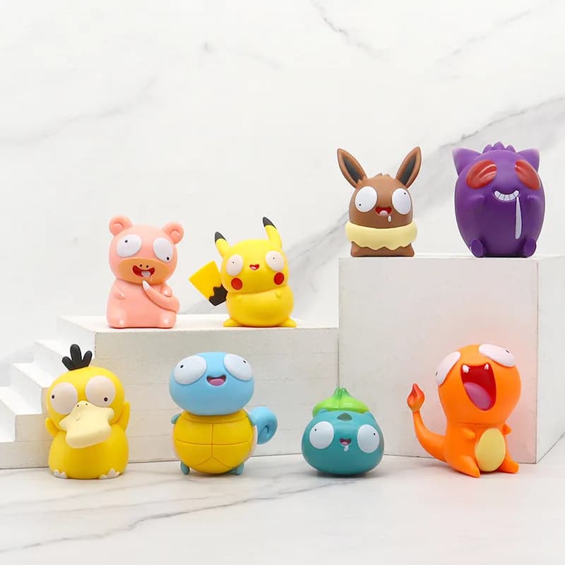 8 pz/set Pokemon Silly Kawaii Big Eye Pikachu Charmander Bulbasaur Divertente Gk Action Figure Giocattolo Regalo Di Natale per I Bambini
