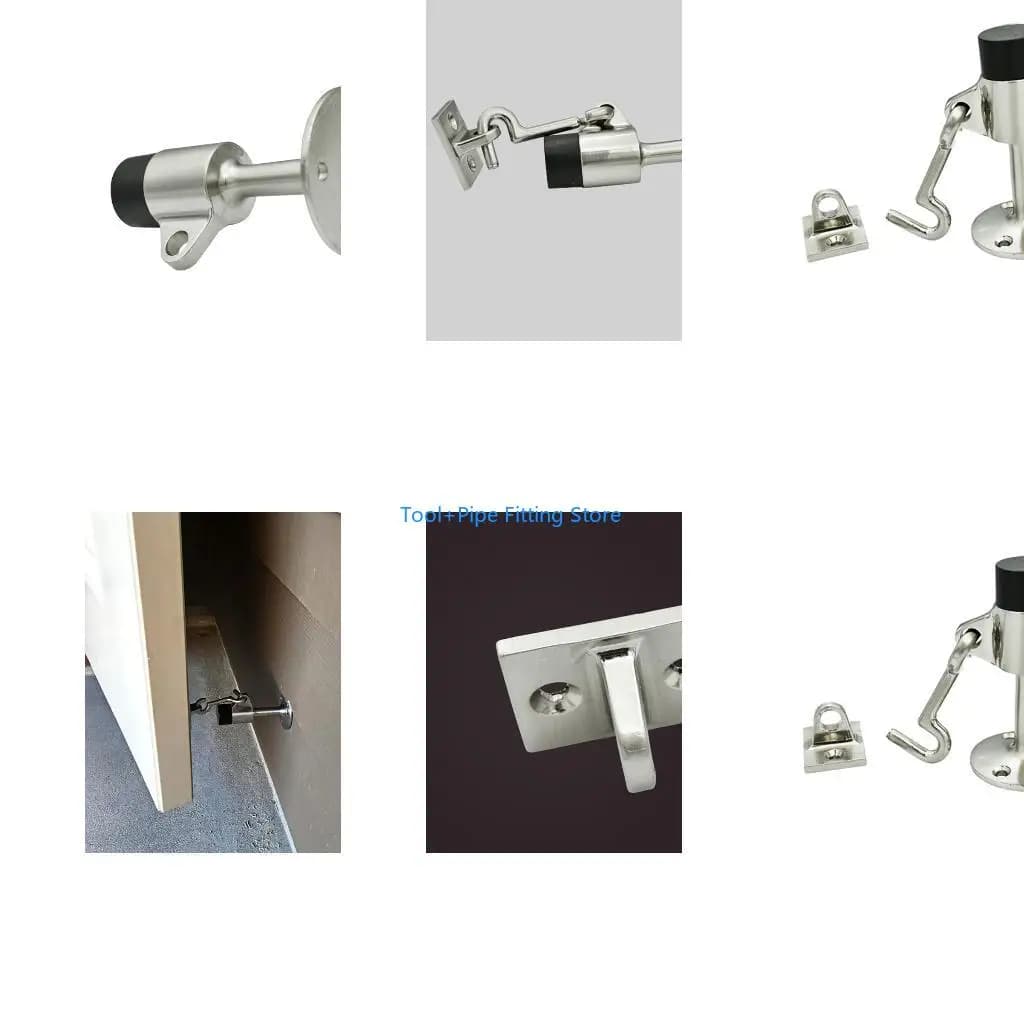 F92B Zincs Alloys Door Stoppers Heavy Duty Safety Doorstops Catches Holder with Hook