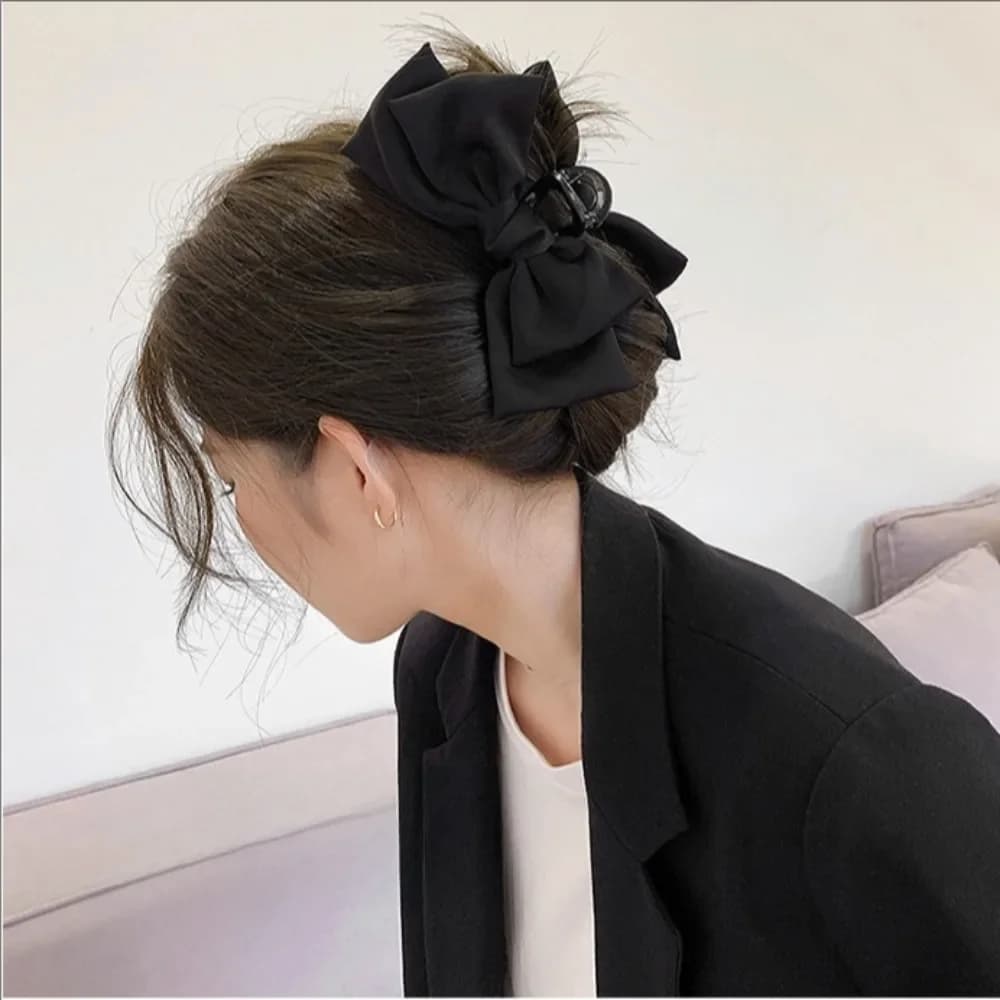 Clip per impugnatura con fiocco super grande Clip per capelli carina Accessorio per capelli con clip di fascia alta per le donne Copricapo con fiocco Artigli per capelli Stile coreano