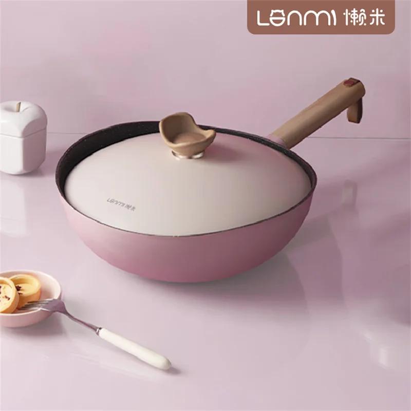 LANMI 30/32 cm Wok non-stick Titanium crystal coating Anti-duty pot Light kitchen pan Dishwasher in stock