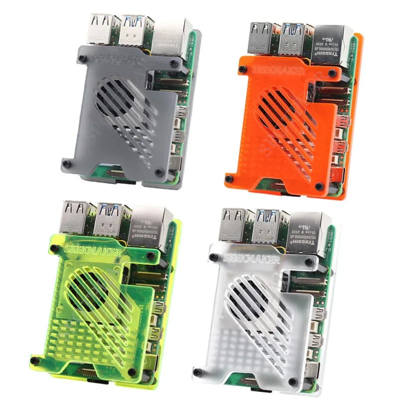 Scatola Trasparente Satinata in Acrilico per Raspberry Pi 5 con Radiatore e Ventola di Raffreddamento Attiva