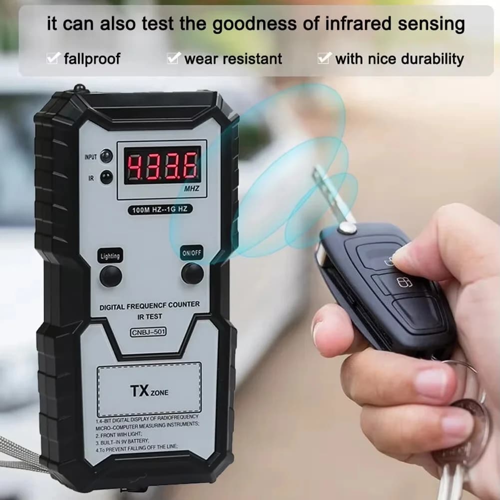 Tester di Frequenza IR per Chiavi Auto 100M-1GHZ, Strumento di Test per Telecomandi Wireless e Chiavi Auto