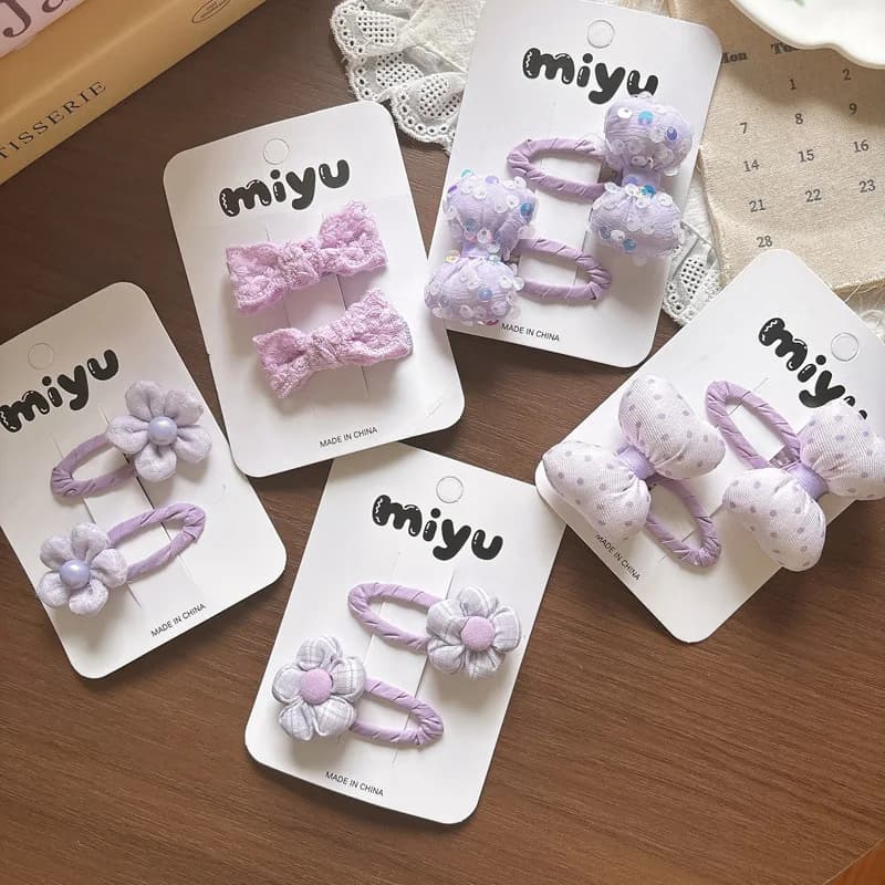 Fermagli per capelli BB viola con fiore, graziosi fermagli laterali coreani a fiocco, versatili per studentesse e ragazze, accessori quotidiani per frangia e capelli ribelli