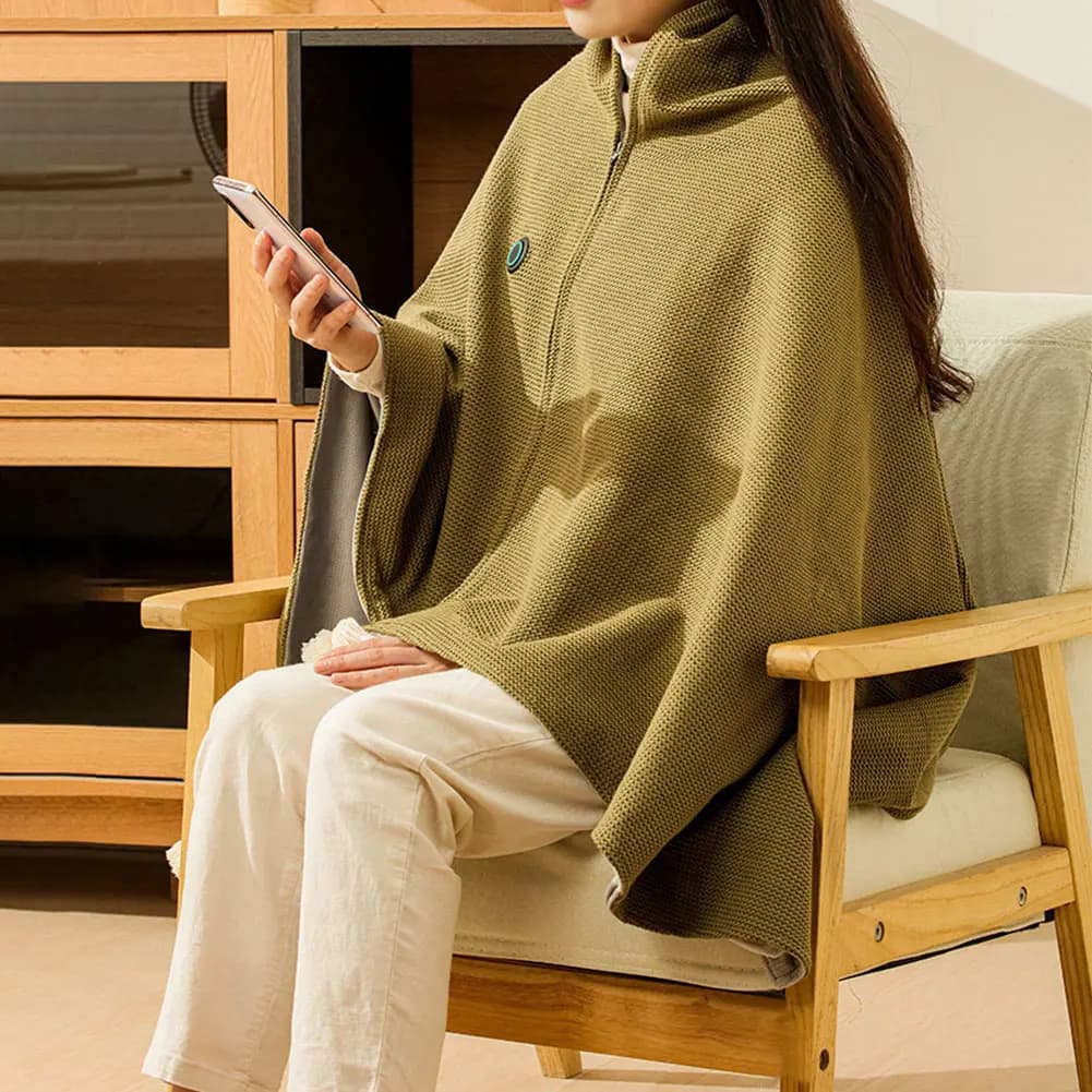 Coperta Elettrica USB Indossabile con 3 Livelli di Riscaldamento, Scialle Riscaldante con Power Bank da 5000mAh per Casa e Ufficio